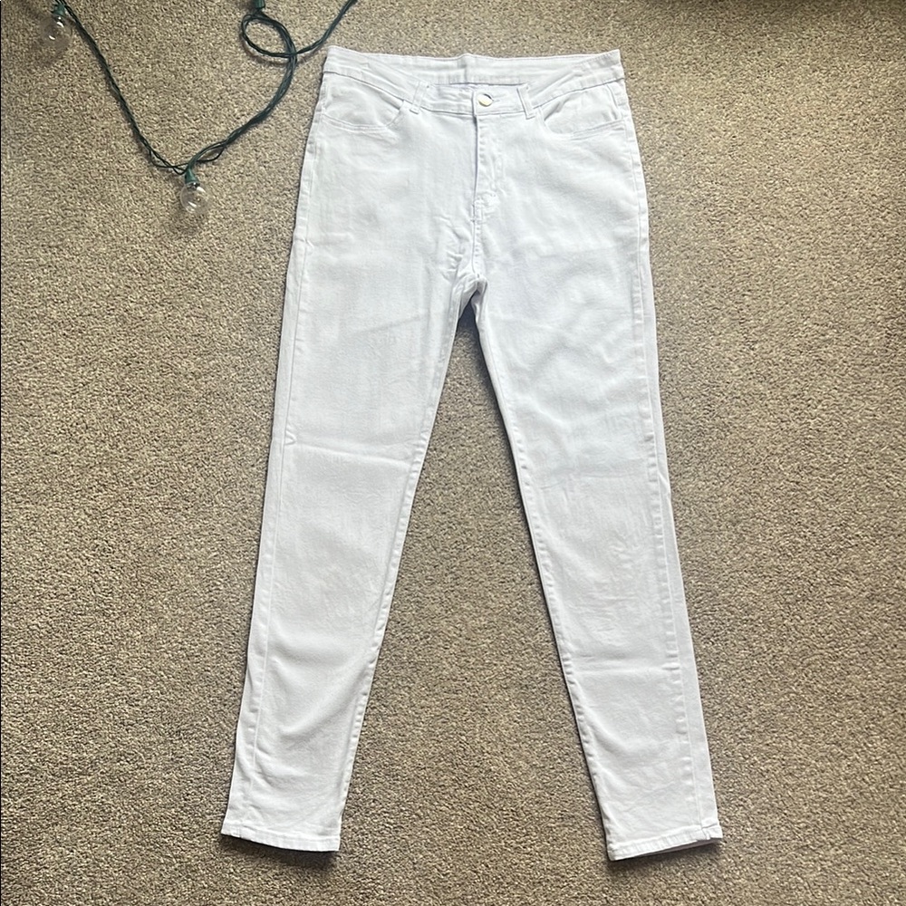 SHEIN Women's High Waisted White Jeans